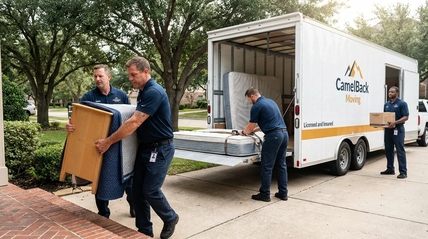 Crew loading residential truck for cross-state move from Benwood, WV